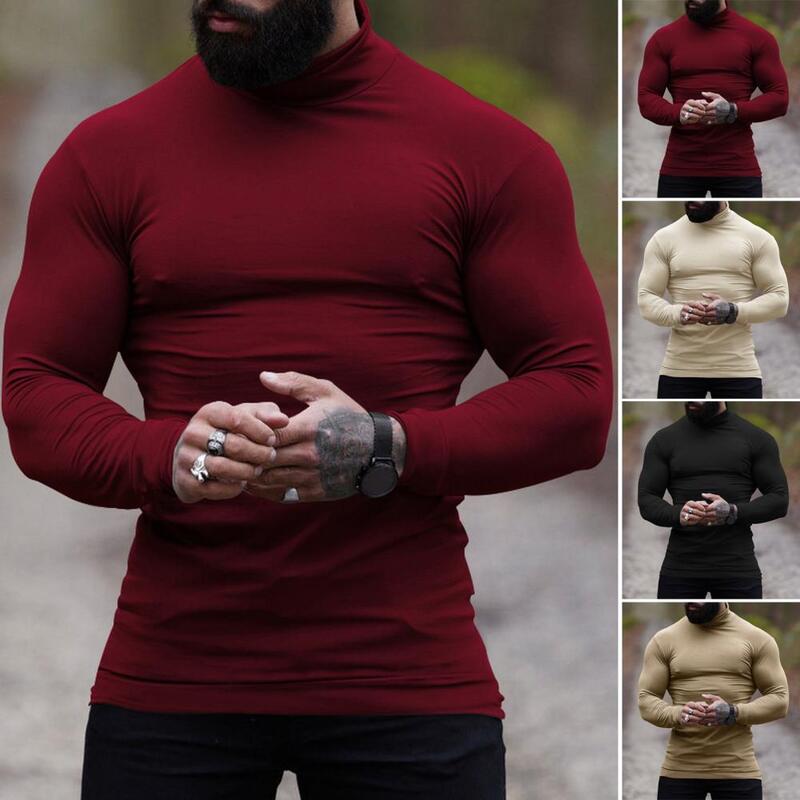 Sweater for Men Solid Color Sweater Thick Knitted Men's Winter Sweater High Collar Long Sleeve Slim Fit Cozy Stylish for Fall