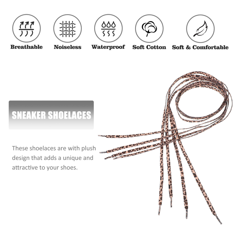 2 Pairs Classic Flat Shoelaces Creative Shoe Ties Cool Shoelaces (Leopard)