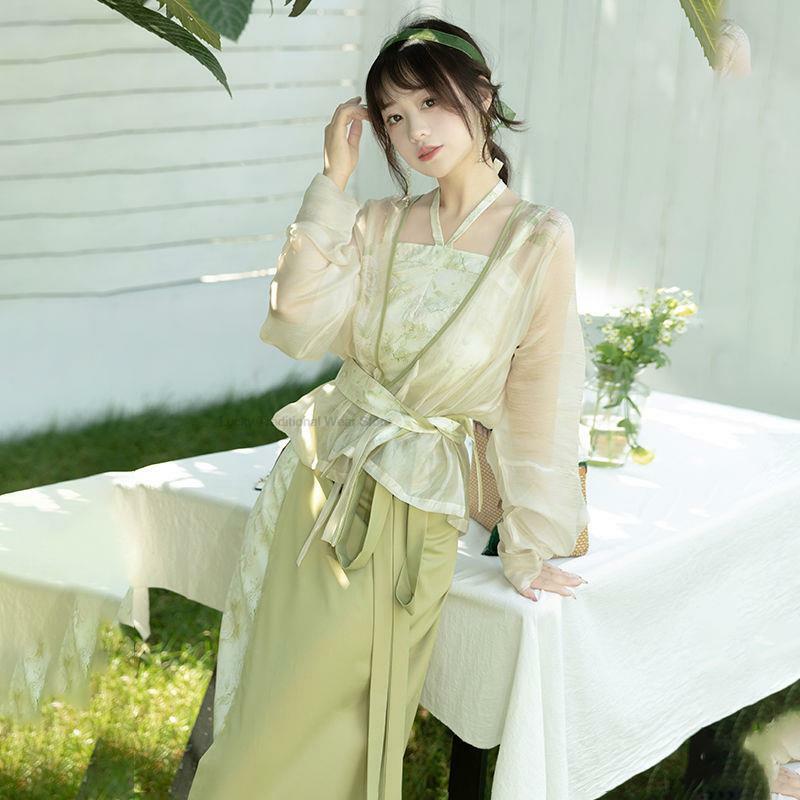 Новое улучшенное платье ханьфу в китайском стиле, костюмы династии песни, женское модное повседневное винтажное женское платье, кимоно, платье ханьфу