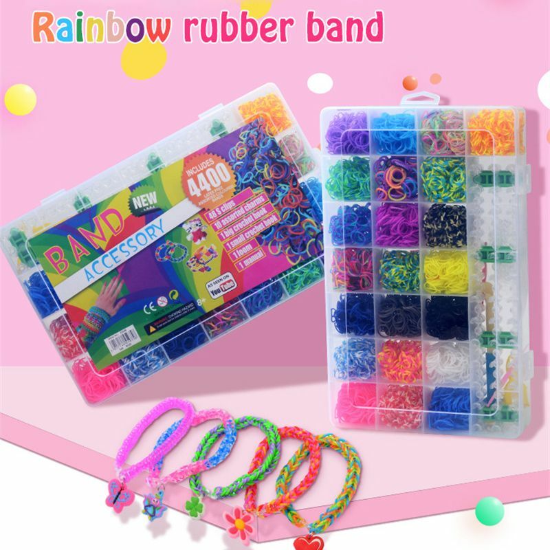 Набор эластичных радужных резинок, разноцветные плетеные браслеты «сделай сам», подарок для девочек, детские игрушки для детей, 600-10000 шт.