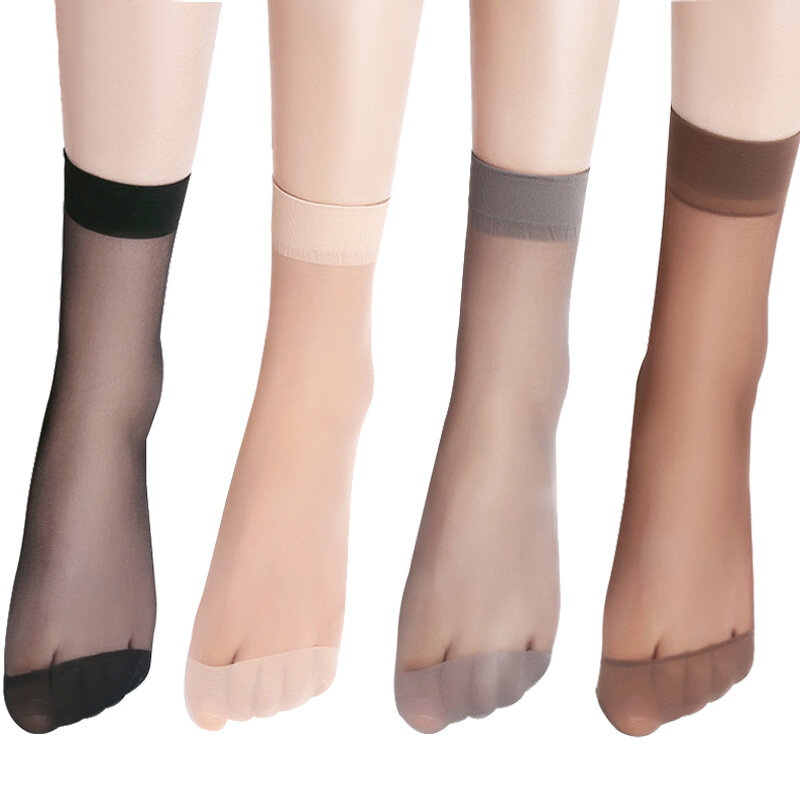 InjSocks-Chaussettes en nylon ultra-minces pour femmes, chaussettes courtes transparentes, chaussettes élastiques en cristal pour dames, été