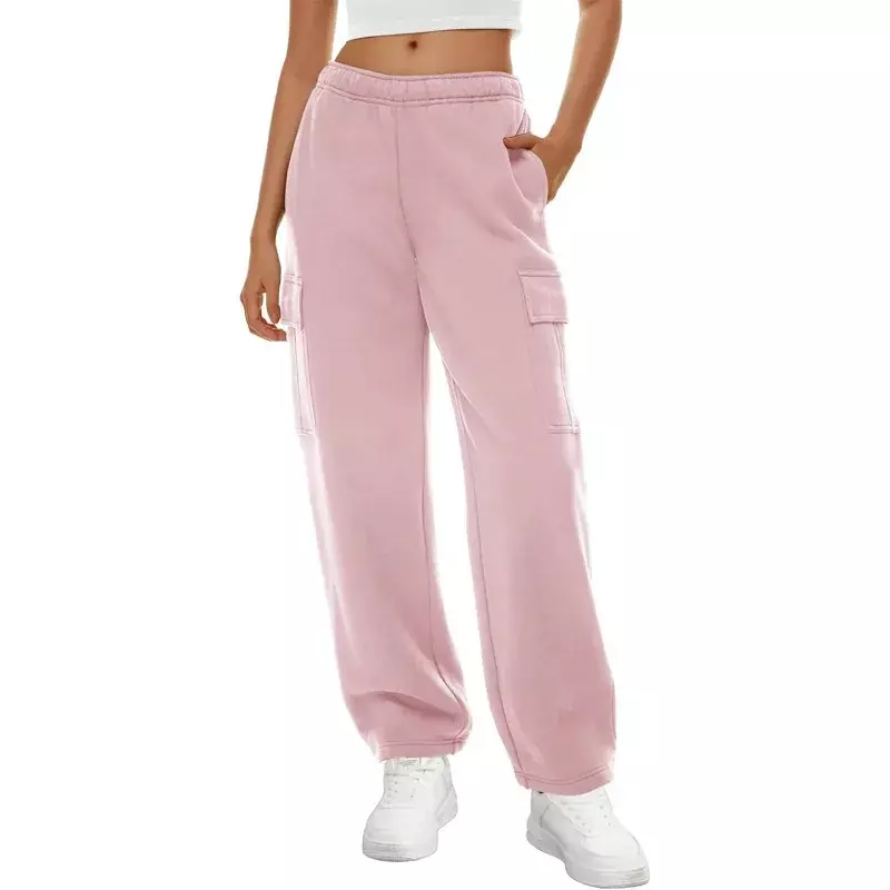 Luźne spodnie dresowe damskie w jednolitym kolorze elastyczny, wysoki w talii spodnie do ćwiczenia gimnastyczne luźne i swobodne spodnie z kieszeniami YDL35