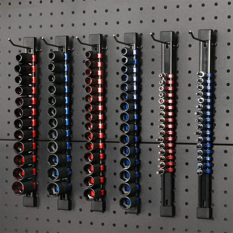 Bandejas de soporte organizador de enchufes ABS para cajas de herramientas, 1/4 , 3/8, 1/2, soporte de riel de Clip de enchufe portátil