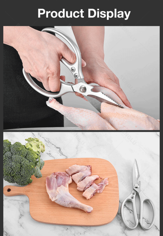 Tijeras de cocina de acero inoxidable, cuchillo de hueso de pollo, utensilio de cocina para verduras, carne, barbacoa, pato, pescado