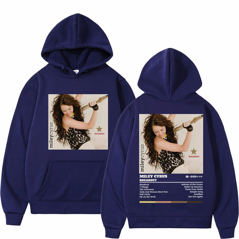 Heiße Sängerin Miley Cyrus Musik album gedruckt Hoodie Herren Damen hochwertige Fleece Sweatshirts Street Fashion Trend Pullover