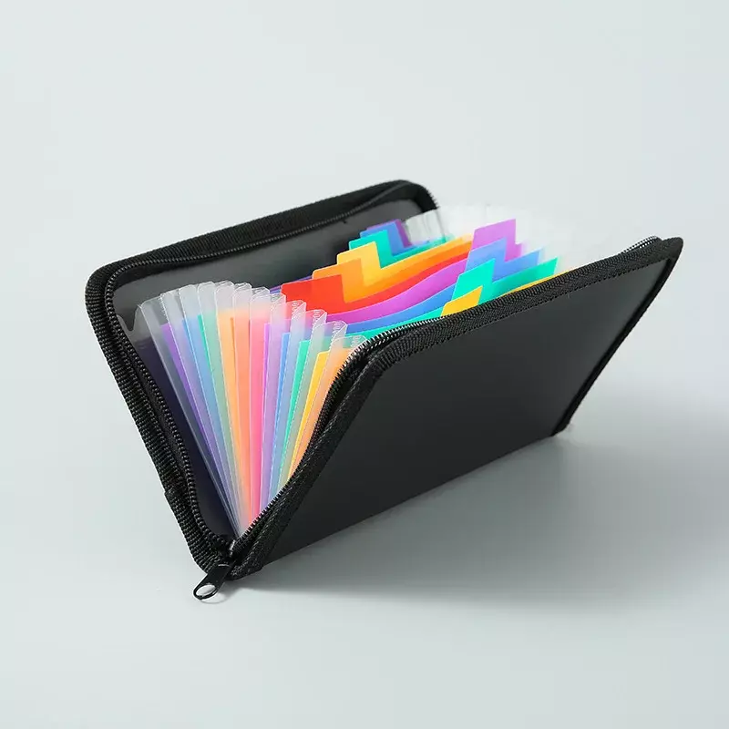 Bolsa de archivos colorida portátil con 13 compartimentos, bolsa organizadora de documentos, carpeta de archivos de dinero, bolsillos con cremallera
