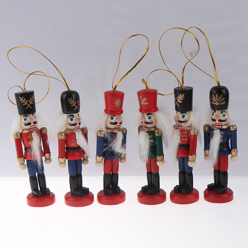 Capodanno 10cm in legno schiaccianoci bambola soldato burattino natale bambini regali capodanno albero di natale ciondolo ornamenti decorazione
