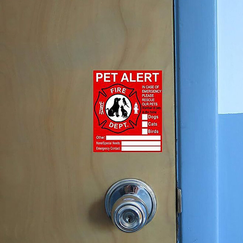 5 buah stiker Alarm keselamatan penyelamatan api, stiker penyelamatan kucing/Anjing kami dalam darurat api