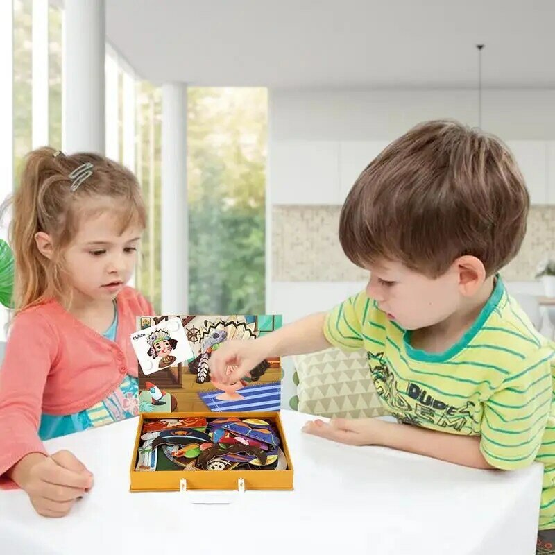 الألغاز المغناطيسية الخشبية في وقت مبكر التعليمية مرحلة ما قبل المدرسة التعلم مونتيسوري لغز اللعب اللغز شكل هندسي للأطفال