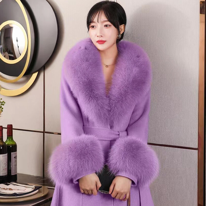 Real Fox Fur Collar And Cuffs Set Winter Furry Fur Scarf For Coat Jackets Women Wrap Scarves Female Luxury Shawls Hood Fur Decor