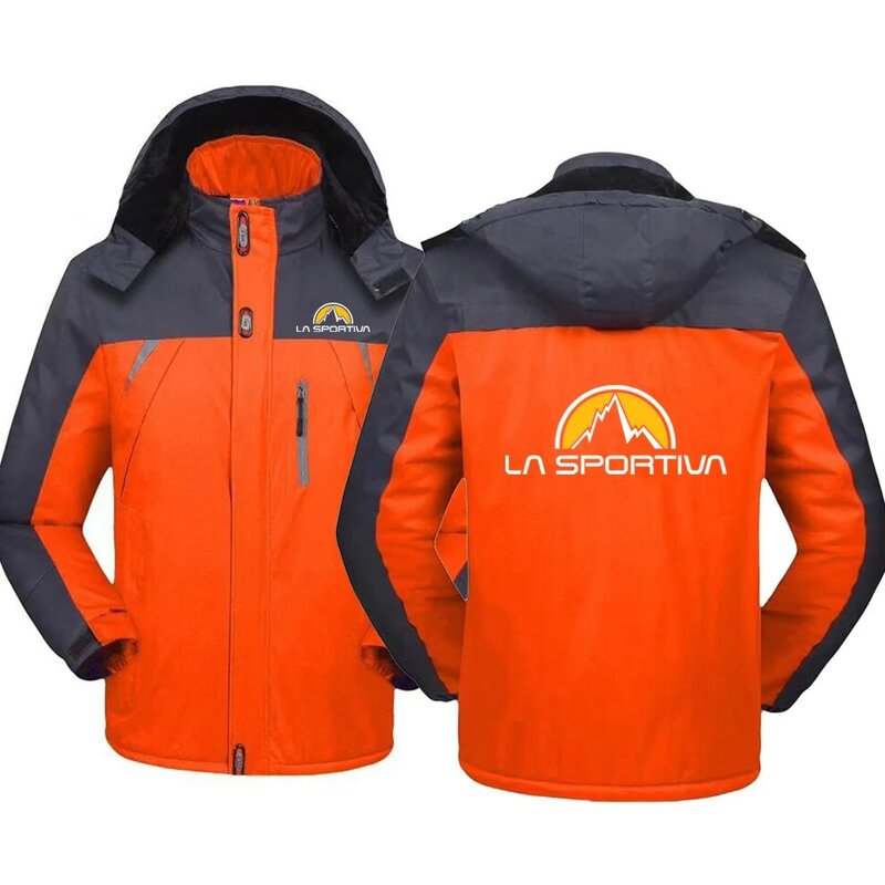 2024 jesienno-zimowa męska La Sportiva nadruk z logo osobowość Patchwork ciepła ochrona przed zimnem wiatroszczelna moda zagęszczona wiatrówka