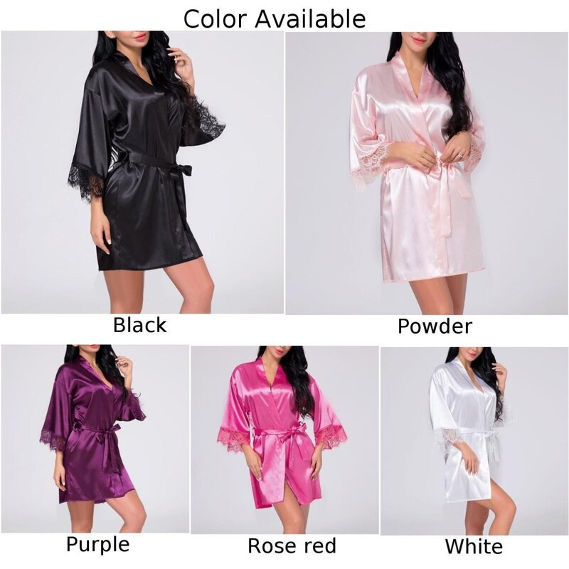 Women Lace Sexy Sleepwear Lingerie Nightdress V Neck Nightgown Gown Nuisette Nighty Robe Satin Night Mini Solid Dress 1 Order