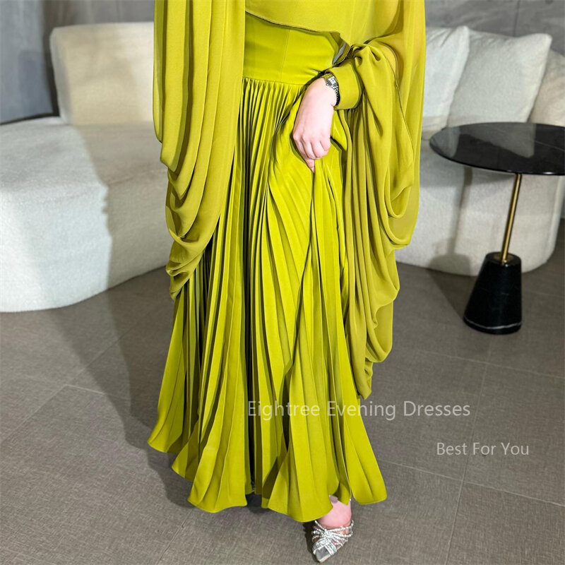 Eightree-Green Chiffon Prom Dress, A Line, Ocasião formal, Vestidos de festa, Homecoming árabe, vestidos casuais, Vintage