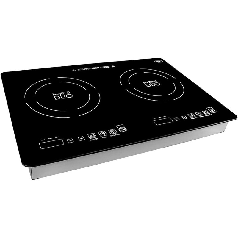 True Induction MD-2B Mini Duo Portable Counter Inset Double Burner Induction Cooktop, 120V, Black
