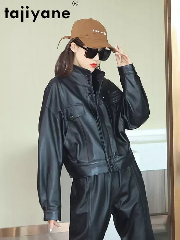 Tajiyane女性のジャケット春2021ショートバイカーのジャケットコート女性チャケータcueroののmujer Pph4453