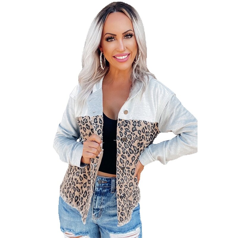 Shi Ying Leopard Print Hooded Jacket For Women's Casual And Versatile Long Sleeved 8512563