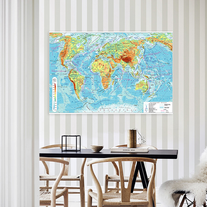 Russische Karte Faltbare 100*70cm Nicht-woven Stoff Geographische Karte Wand Aufkleber Hause Schlafzimmer Dekoration Pädagogisches Büro liefert