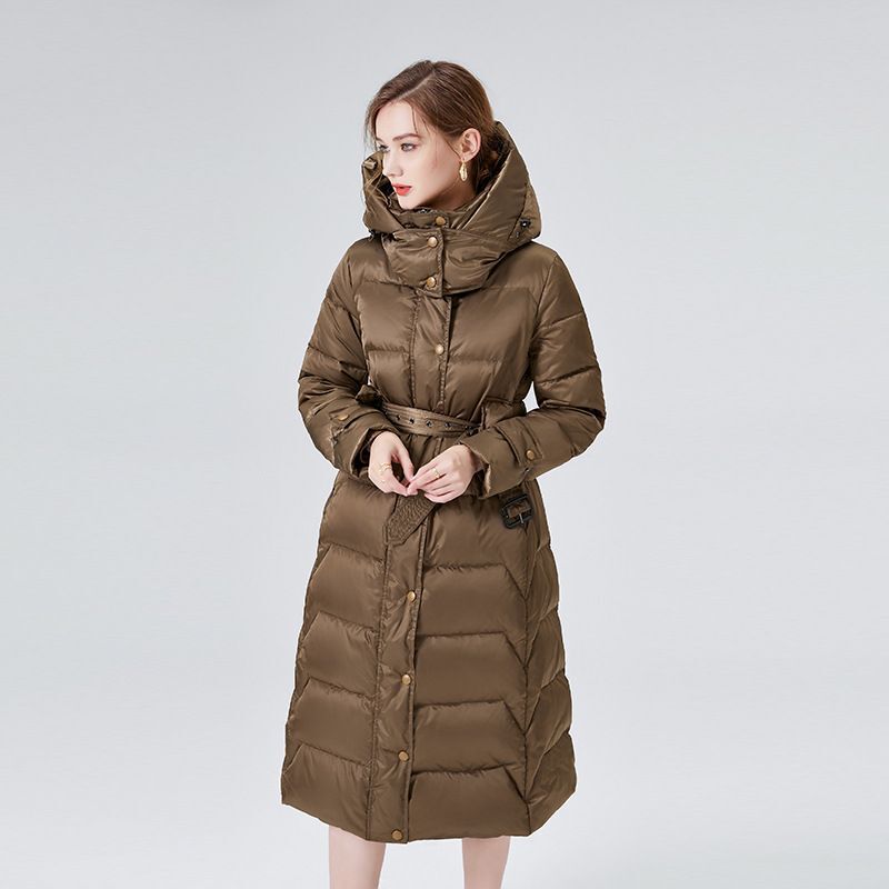 Новинка 2023, зимнее теплое Женское пальто на белом утином пуху, длинное высококачественное пальто с капюшоном в европейском стиле, модная женская одежда для снега, пальто