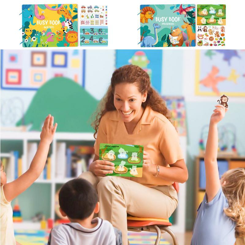 Libro de aprendizaje ocupado reutilizable para niños, libro de pegatinas con tema de habilidades para la vida, sensorial, cognitivo, educativo, juguetes preescolares Montessori