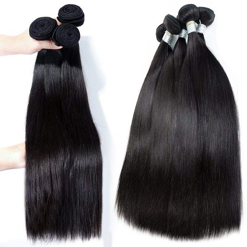 Straight Human Hair Weave Bundles Indian Remy Human Hair Extensions 100g Weft Natural Color 14" to 28"