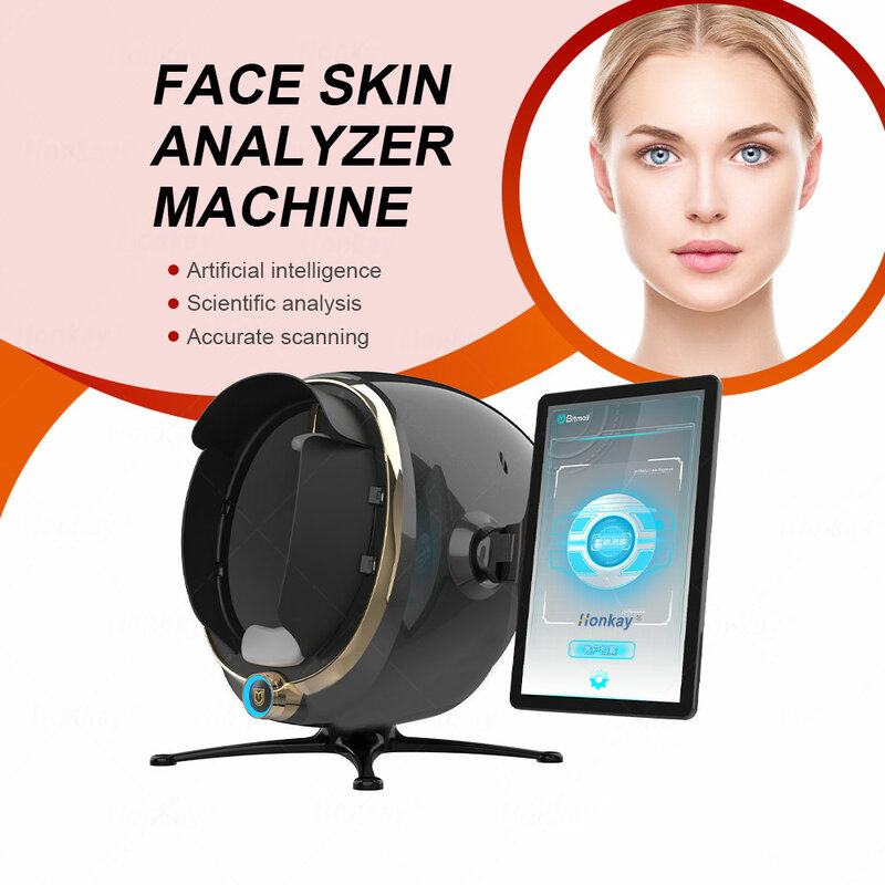 3D 매직 미러 피부 분석기, AI 지능형 얼굴 분석, 얼굴 진단 시스템, 전문 테스트 보고서 포함, 3600W HD 픽셀