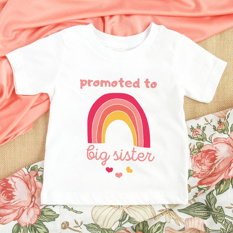 Camiseta infantil, Estou sendo promovida para a Big Sister, Camiseta infantil, Top anúncio do bebê, Roupas casuais de verão infantil, 2022