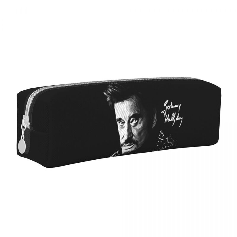 Johnny Hallyday Singer Pencil Case Pencilcases Pen for Student Large Storage Bag School Supplies Gifts Stationery