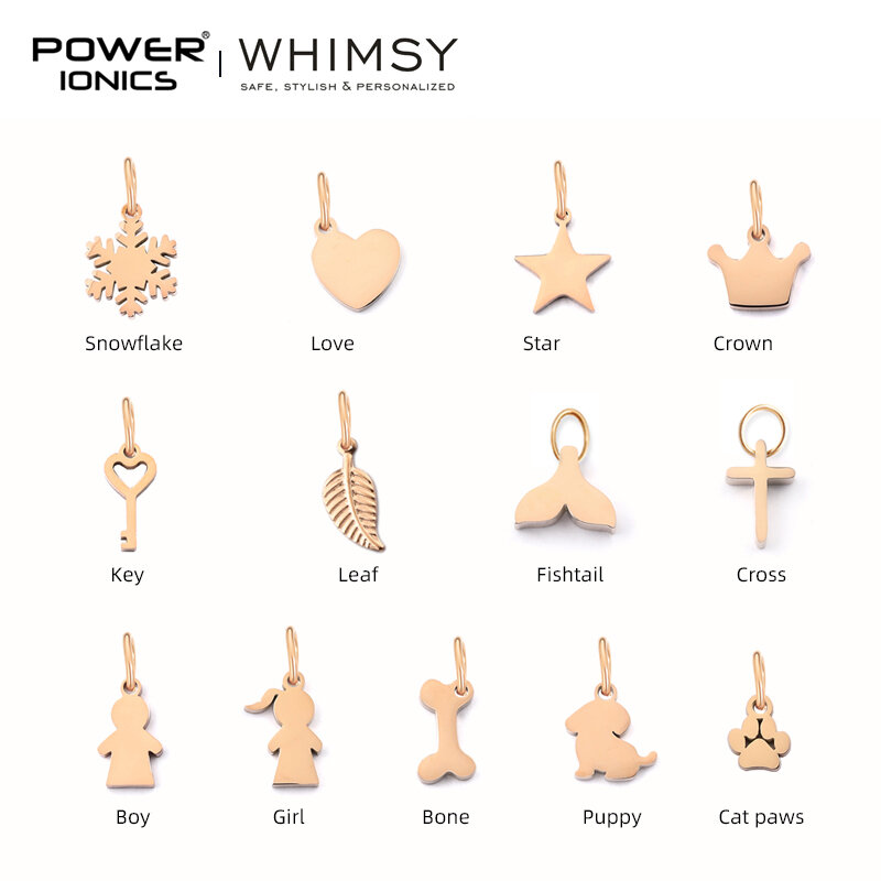 POWER IONICS Creativity Zodiac Pet Love Star Key Letters 316 Stainless Steel Small Pendants Gifts Fits WHIMSY Charm Bracelets