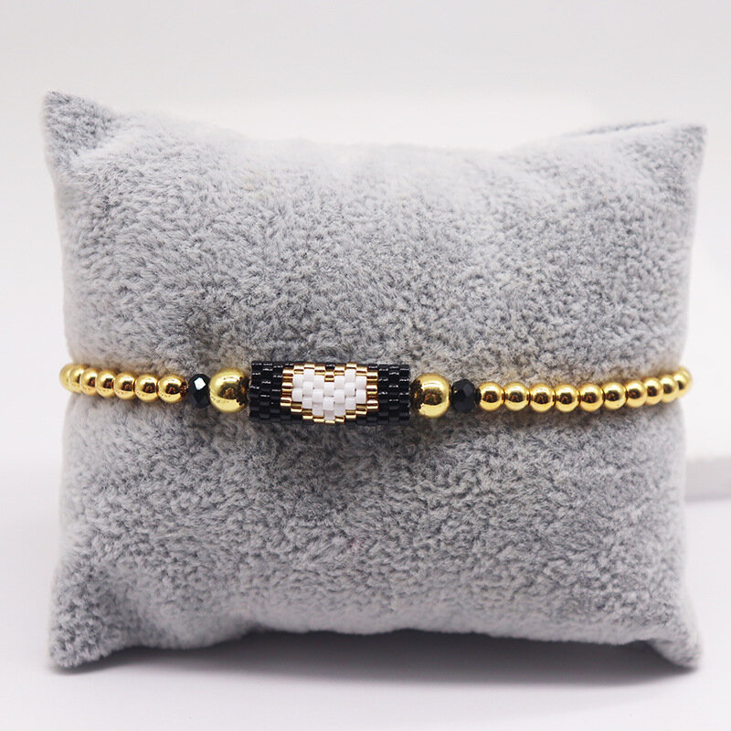 Perlen Armband herzförmige Design Geometrie Kristall Hands tricken Böhmen verstellbare Flut einfache Reis perlen Armband Set