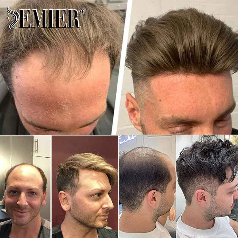 Швейцарский парик из искусственной кожи для мужчин, 0,08-0,1 мм, мягкий мужской капиллярный протез, мужской парик для волос, парик из натуральных волос для мужчин