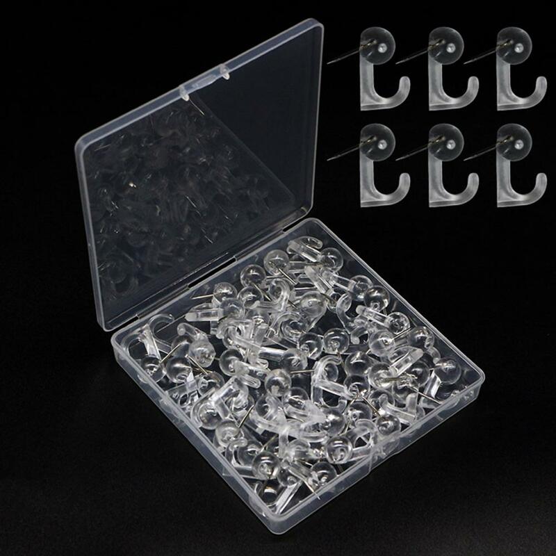 Map Pin with Plastic Box Sharp Tip Push Pin Versatile Office Home Supplies 50pcs Push Pin with Hook Plastic Box for Cork