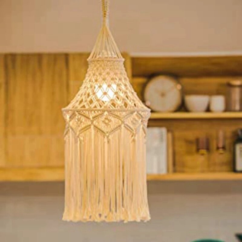 Macrame Lamp Shade Hanging Pendant Light Cover Office Bedroom Living Room Nursery Dorm Room Bohemian Home Decor