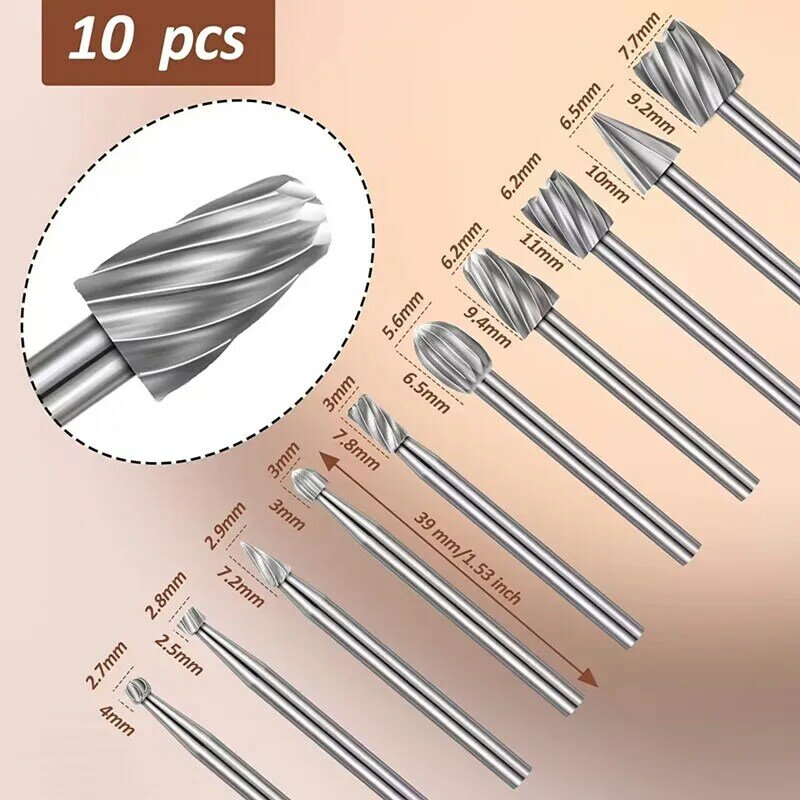 15 Pieces Wood Carving and Engraving Drill Bit Set Engraving Drill Accessories Bit and HSS Carbide Wood Milling Burrs for DIY