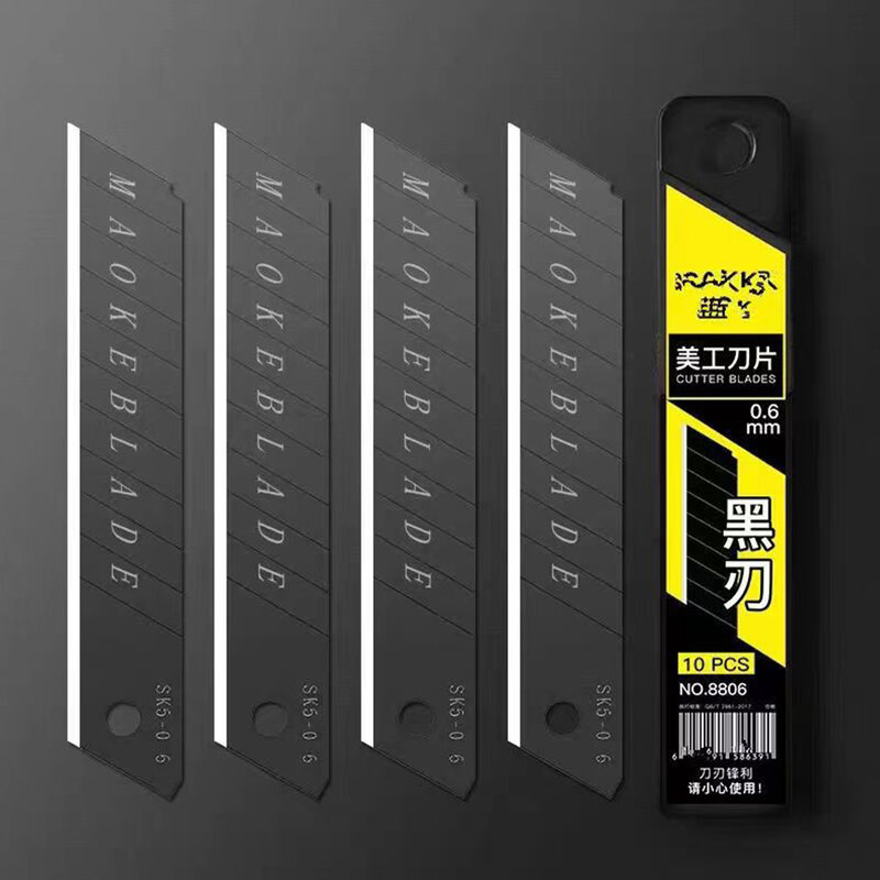 10 buah 25MM hitam Snap Off pisau baja karbon SK5 untuk utilitas seni pisau pemotong vinil stiker mobil alat pemotong industri