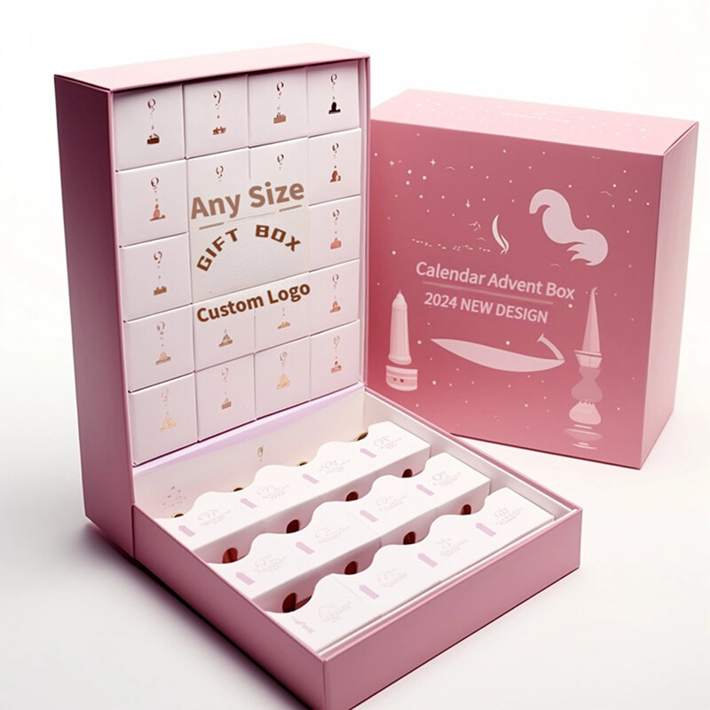Spersonalizowany produkt hurtowa paczka czekoladowa eve ramadan kalendarz adwentowy pudełko na biżuterię 12 dni opakowanie prezent do makijażu pr