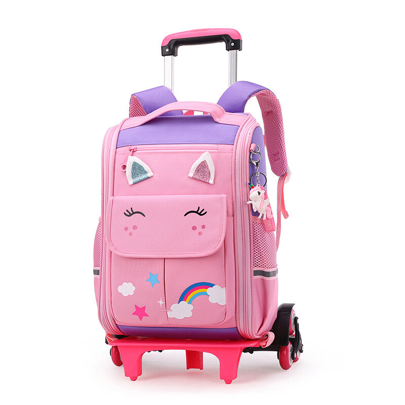 Вместительный школьный рюкзак для студентов, детский рюкзак на колесиках