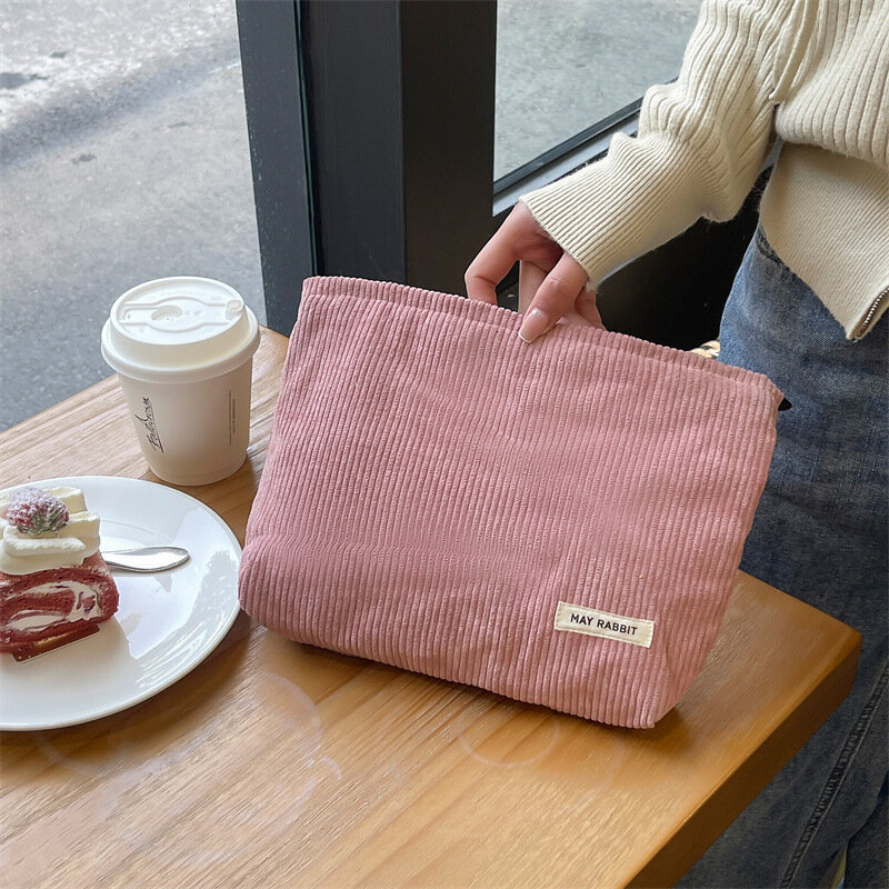 1 pezzo borsa per pannolini per bambini semplicità serie di colori solidi borse in velluto a coste per le donne borsa da viaggio carina per piccoli oggetti per bambini