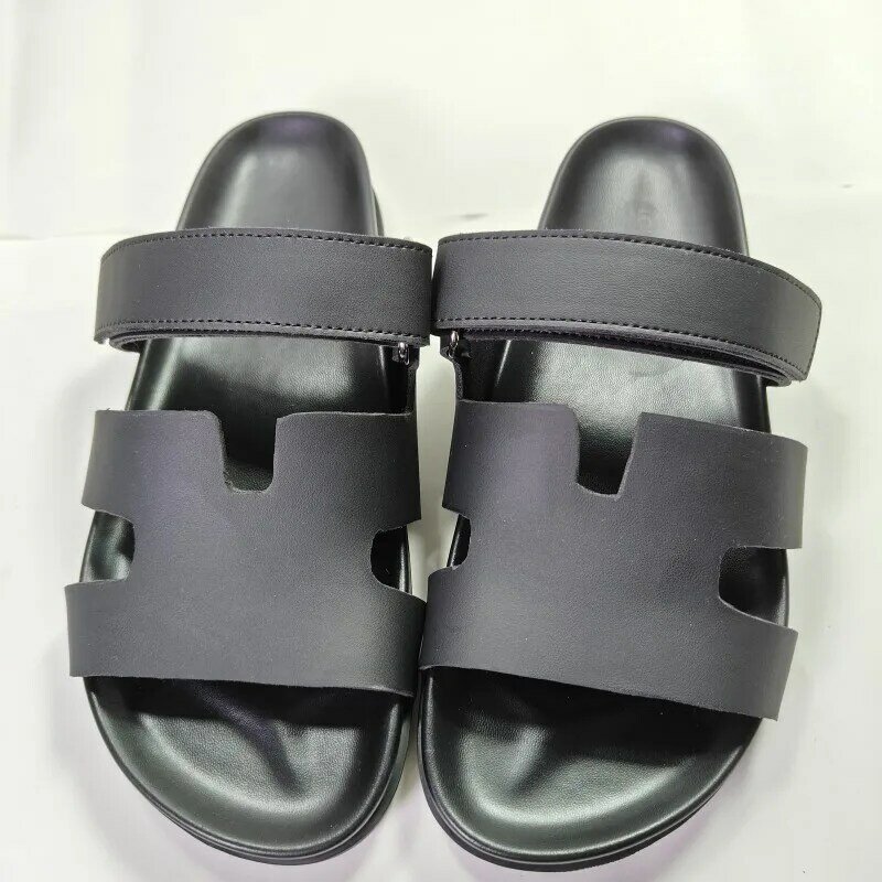 Summer new high quality women's sandals slippers Flat flip-flops Fashion women's crocodile leather beach sandals Summer shoebox