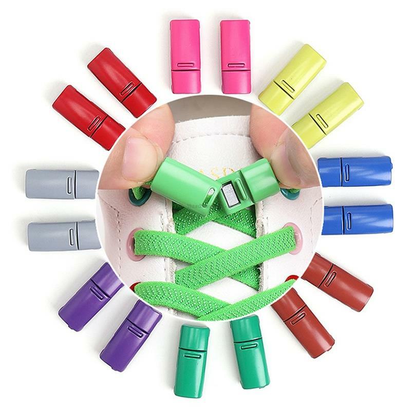 Colorful Magnetic Lock Shoelaces without ties Elastic Laces Sneakers No Tie Shoe laces Kids Adult Flat Shoelace Rubber Bands