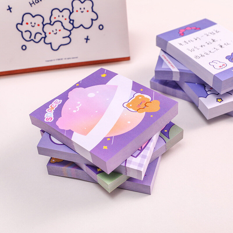 50 sztuk Kawaii planeta niedźwiedź królik Planner kartki samoprzylepne notatnik pamiętnik stacjonarne płatki księga gości dekoracyjne śliczne N razy przyklejony