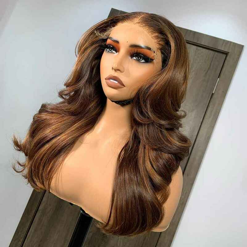 Pelucas frontales de encaje para mujer, cabello humano ondulado invisible, sin pegamento, color marrón Chocolate, HD, 13x6, 5x5