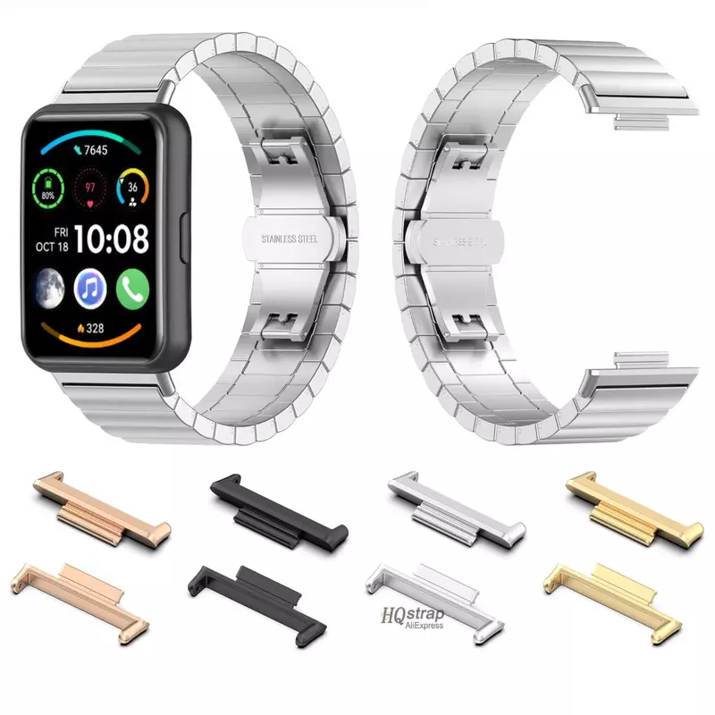 2 sztuki metalowe złącze do zegarka Huawei Fit 2 Adapter ze stali nierdzewnej FIT2 Smartwatch wymienne adaptery do paska akcesoria