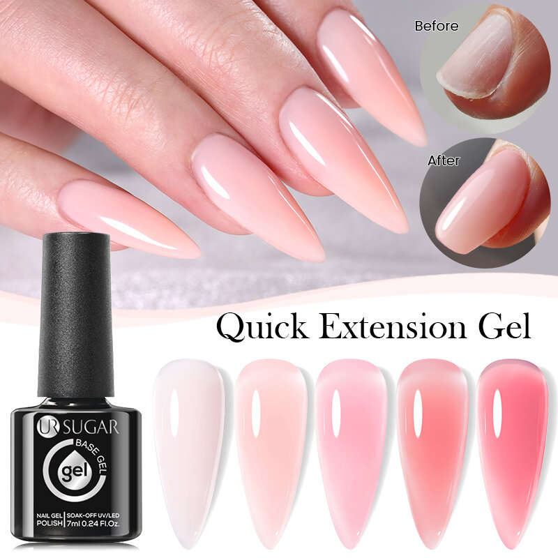 UR SUGAR 7ml Quick Extension Gel Milky White Nude Pink Vernis Semi Permanent UV Gel Nail Polish Slip Solution Nail Art Varnish