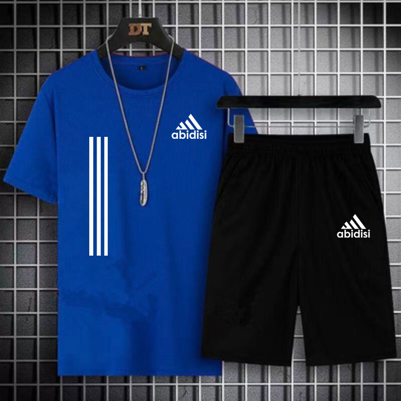 New Men's Clothing Summer Sports Suit Comfortable Breathable Mesh Running Sets Jogging Fitness Tracksuit Men Training Jersey