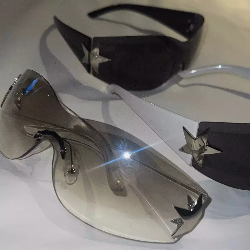 مجموعة نظارات شمسية قطعة نجمة مجوفة ، نظارات شمسية بدون إطار ، نظارات Googles ، UV400 ، هدية محبي الزوجين ، YK2