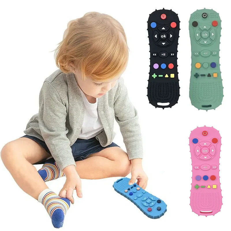 1Pcs Baby Teether TV Remote Control Shape Silicone Teether for Rodent Gum Pain Teething Toy Kids Sensory Educational Toy