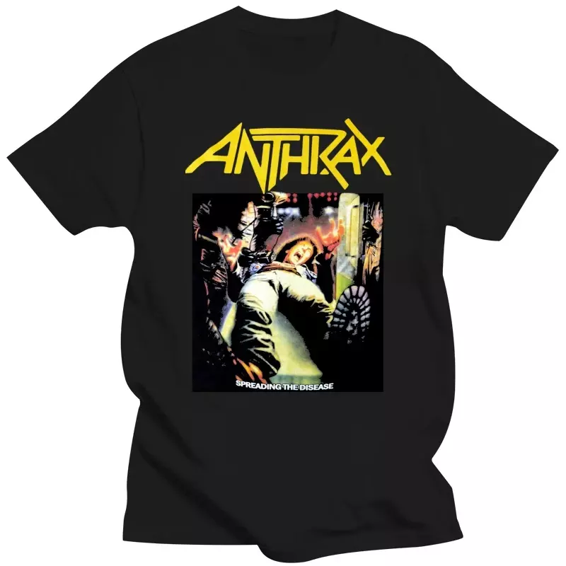 Anthraaxx Spreading The Disease Album Cover T-shirt, Camisas Fashiont, 1985