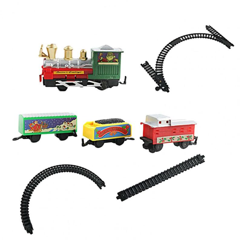 Mainan kereta listrik anak-anak, mainan kereta api menarik, Vintage Natal dengan lampu, suara, jejak bergerak, hadiah hiburan untuk anak-anak
