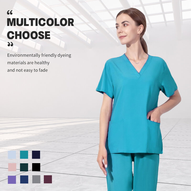 Le donne all'ingrosso indossano tute Scrub medico ospedaliero che lavora accessori per infermiere uniformi Unisex multicolori chirurgici medici