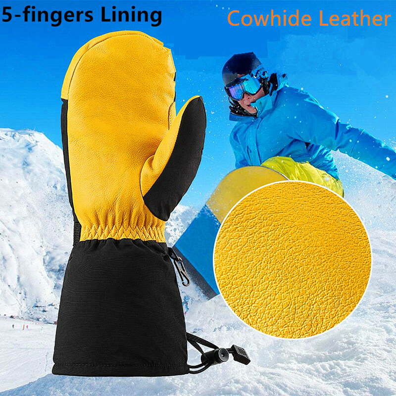 Sarung tangan Ski pria wanita, 1 pasang sarung tangan salju layar sentuh tahan air hangat untuk cuaca dingin sarung tangan seluncur salju musim dingin